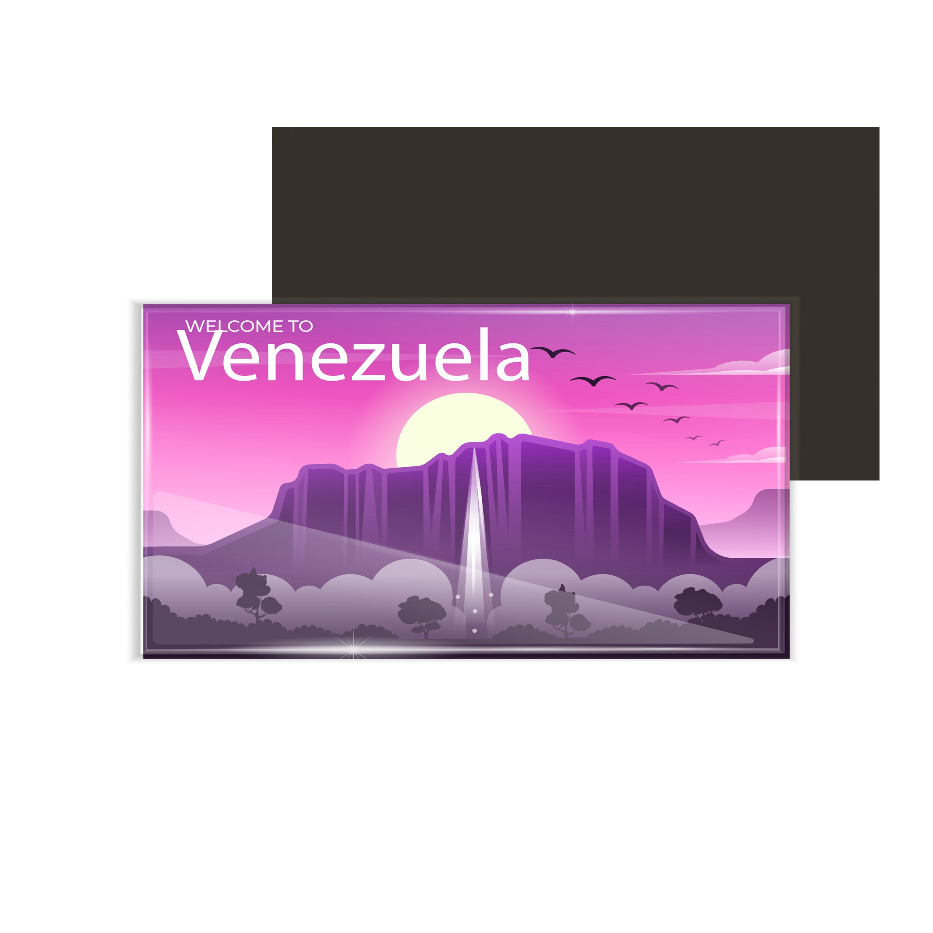 dhcrafts Fridge Magnet Rectangle Acrylic Glass (8.6 x 5.4 cm) Multicolor Travel Venezuela D4 Design Pack of 1